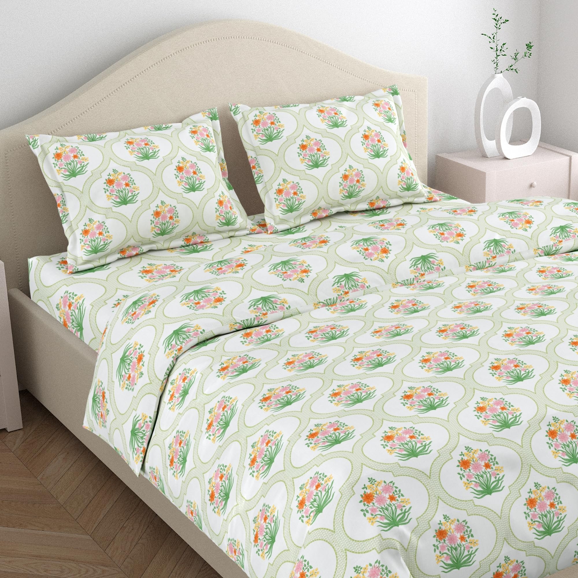 haus & kinder 100% Cotton 1 King Size Bed Sheet Cotton (108 x 108 inches) with 2 Pillow Covers, Bedsheet for King Size Bed| 186 TC Bedsheet for Double Bed King Size | Amber Hues (B0DHL65B74) Amazon Price History, Amazon Price Tracker
