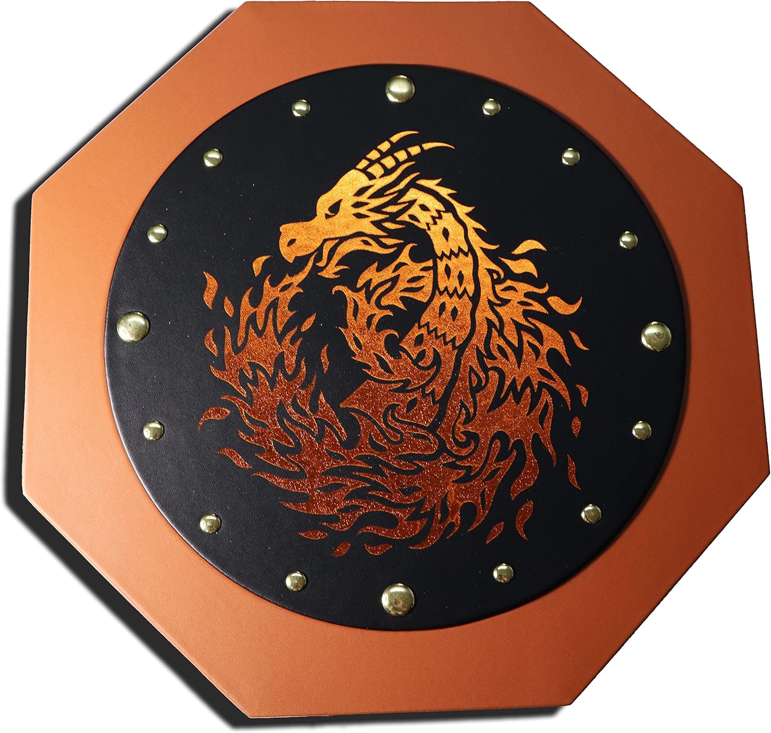 Fantasydice 12" Fire Dragon Eye Dice Tray with Lid – Extra-Large Octagon with Dice Staging Area, Holds 7 Full Dice Sets – Ideal for Tabletop RPGs and Board Games