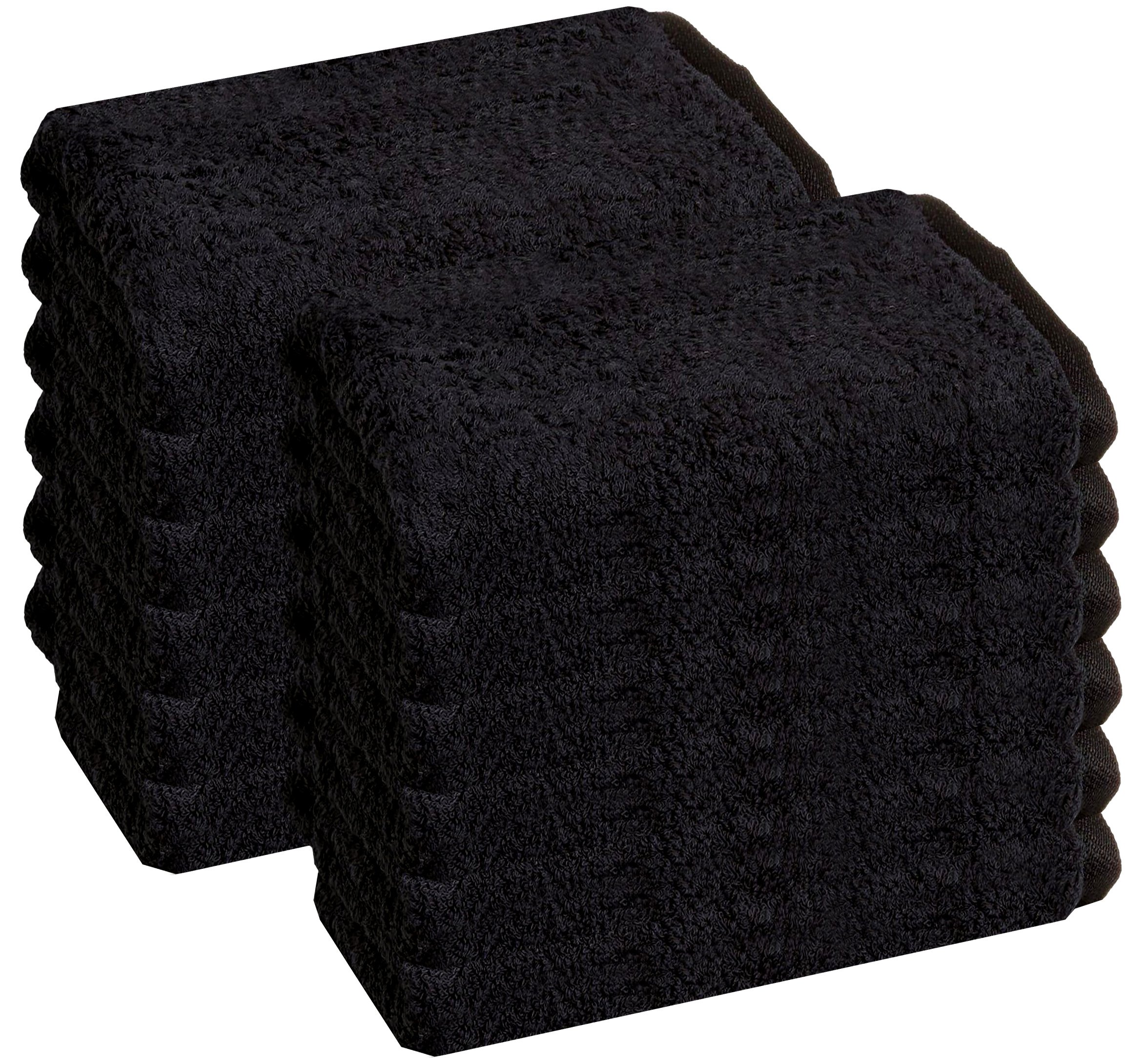 Coney Island Cotton Salon Towels - Gym Towel Hand Towels - (12-Pack Bulk, Black) - 16x26 inches - Ringspun Cotton, Maximum Softness and Absorbency - Easy Care