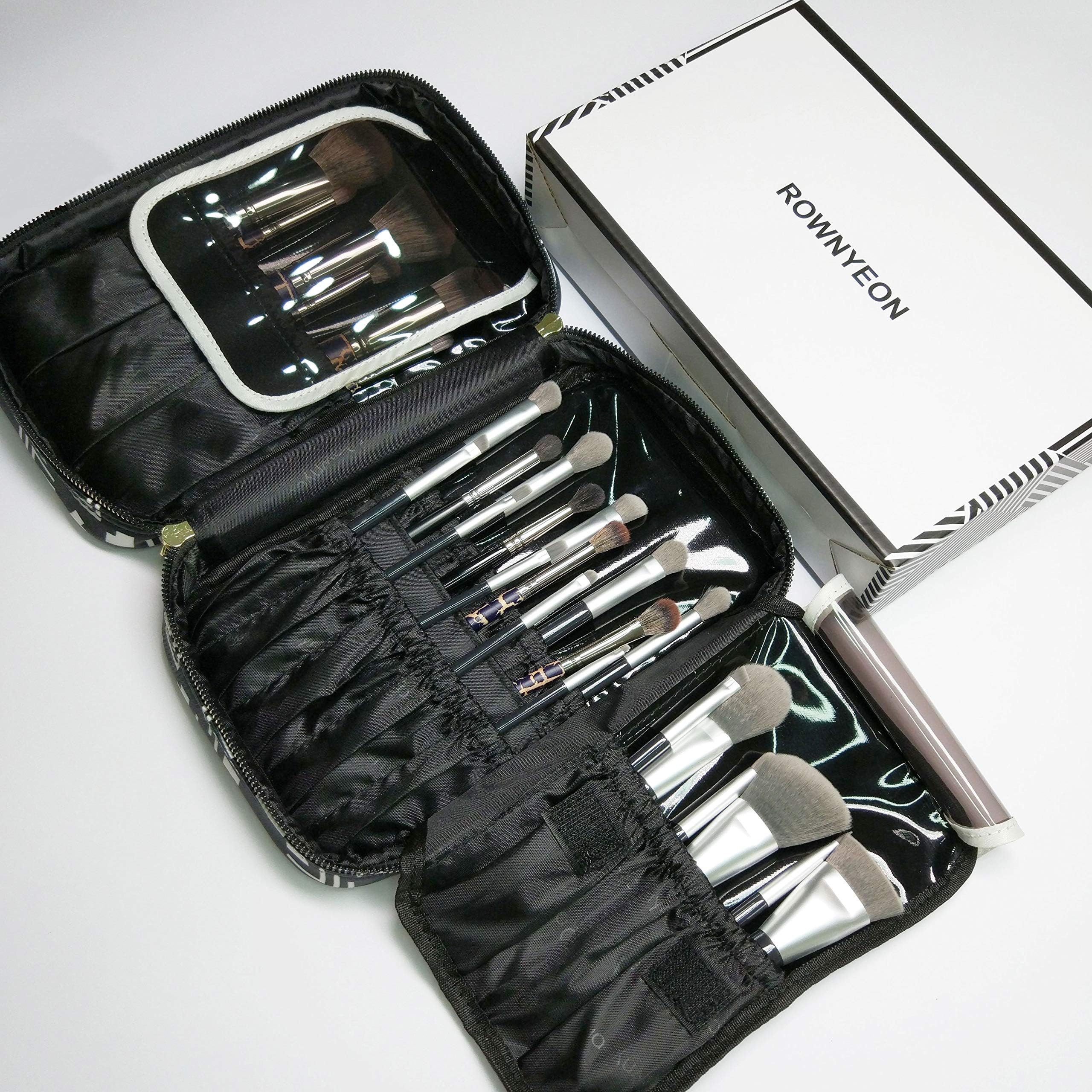 ROWNYEON Brush Holder Makeup Brush Organiser Brush Storage Bag Brushes Pencil Holder Travel Bag Organizer Makeup Bag Multifunctional Cosmetic Bag Handbag (Pattern)