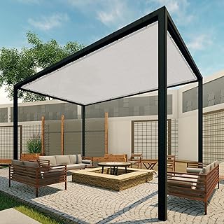 Patio 8' x 16' Sun Shade Cloth with Grommets, Outdoor Shade Sail Pergola Shade Cover Canopy, UV Block Privacy Screen Fabric with Straight Edge for Garden Deck Backyard Porch, Grey