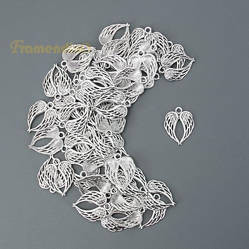 Miniatura 5 de Framendino, Dijes de alas de ángel con alas de oro, dije de alas de metal para pulseras, collares, aretes, suministros de fabricación de joyas de