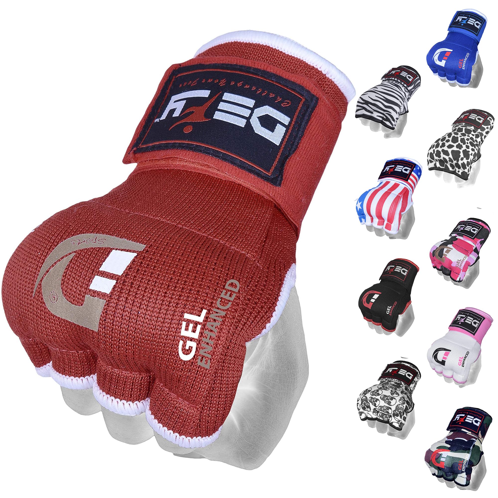 DEFY Padded Inner Gloves Quick 75cm Long Strap – Inner Boxing Gloves Gel Padded Knuckle Protection – Elasticated Boxing Hand Wraps for MMA Muay Thai