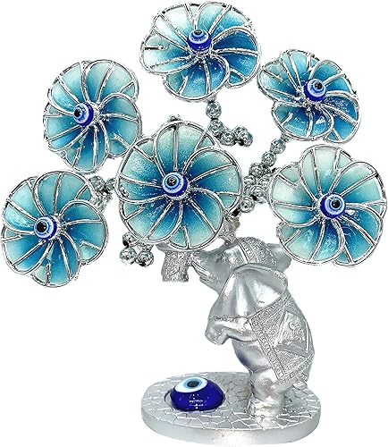 Betterdecor Mini árbol turco Nazar azul contra el mal de ojo con diseño de elefante de la suerte, decoración del hogar para cualquier propósito-T27