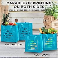 Vista 7 de DISCOUNT PROMOS Bolsas de tela reutilizables personalizadas para compras de comestibles, paquete de 100 unidades, logotipo personalizado, texto