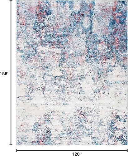 Miniatura 218 de SAFAVIEH Brentwood Collection - Alfombra de área de 9 x 12 pies, gris claro y azul, diseño abstracto moderno, no desprende pelusa y de fácil azul