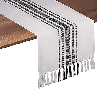 Native Fab Black Stripe Table Runner - 72 Inches Long Boho Table Covers ...