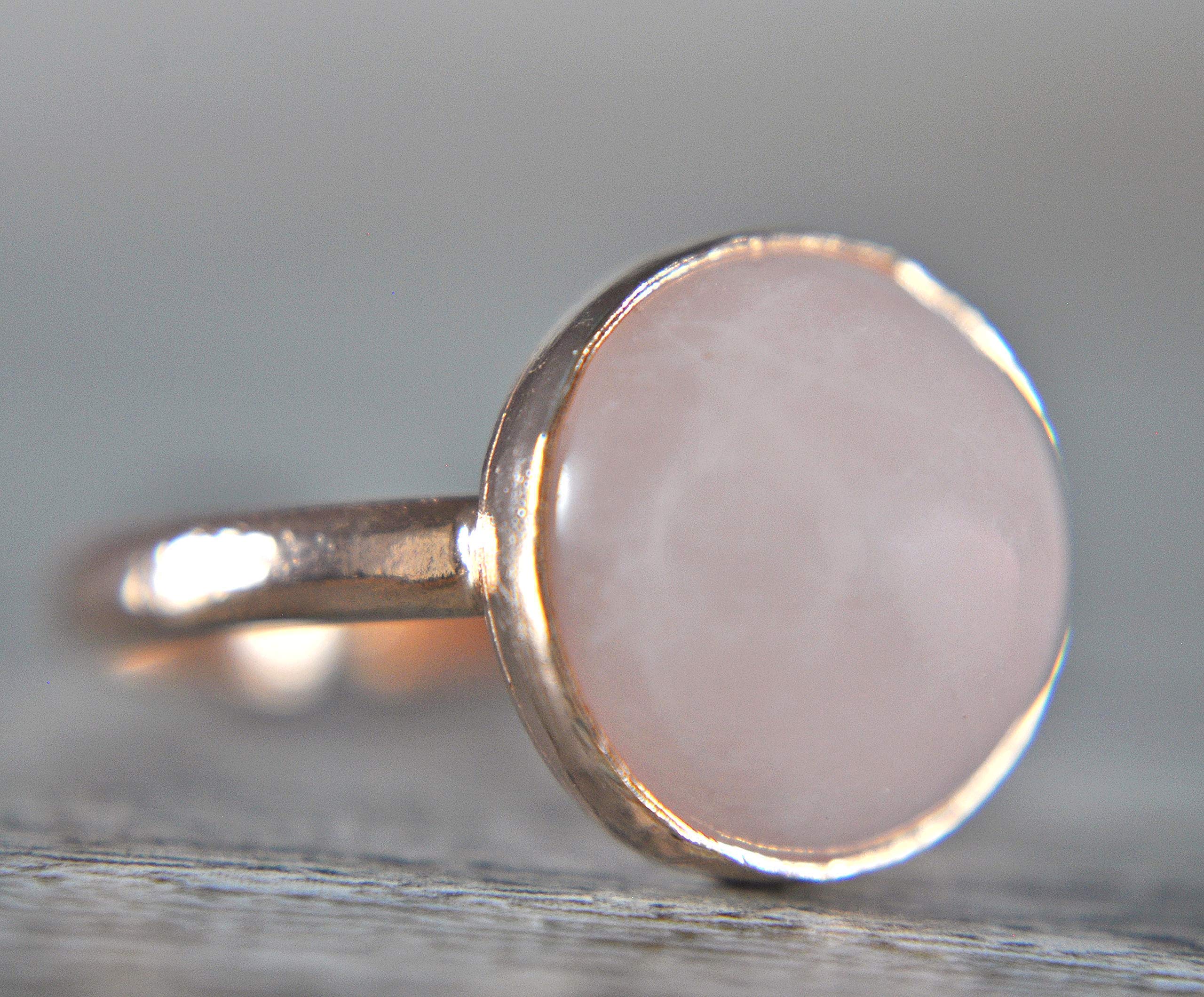 925 Silber Rosenquarz Roségold Ring Edelstein - Verstellbar - Romantisch Tolle Geschenkidee - Geschenk für Sie - Schmuck Geschenk - Handmade Geschenk