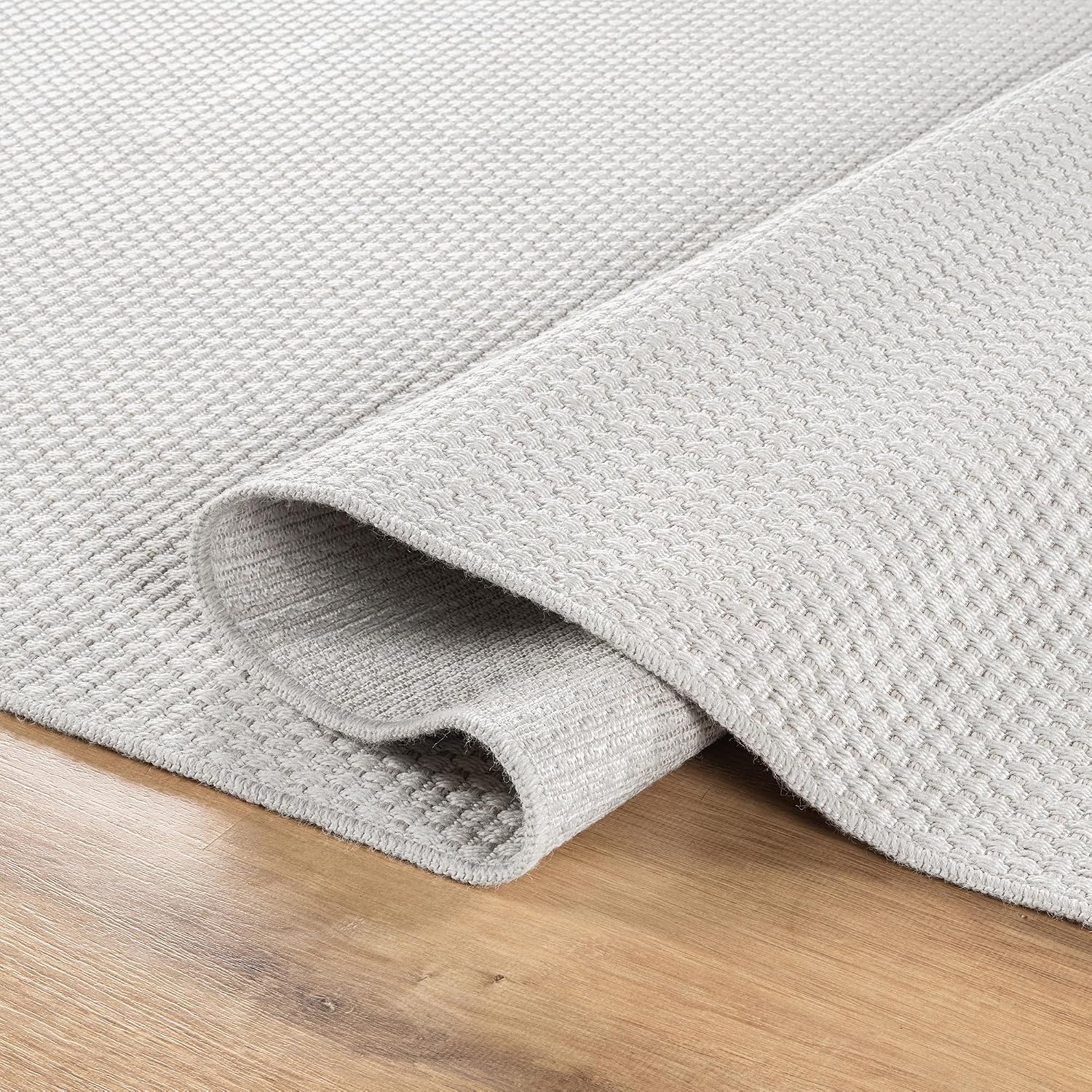 Indoor and Outdoor Runner Rug Off-White Solid Woven Design Easy-Cleaning Non Shedding Farmhouse Living Room Bedroom Garden Patio and Kitchen Washable Outside Carpet Alfombras (2x7)
