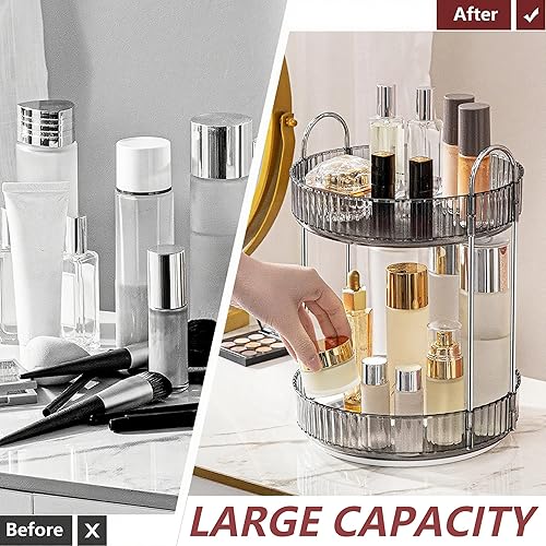 Miniatura 3 de Organizador de maquillaje giratorio de 360, estante giratorio de maquillaje de baño, estante giratorio de gran capacidad para cosméticos, estante de