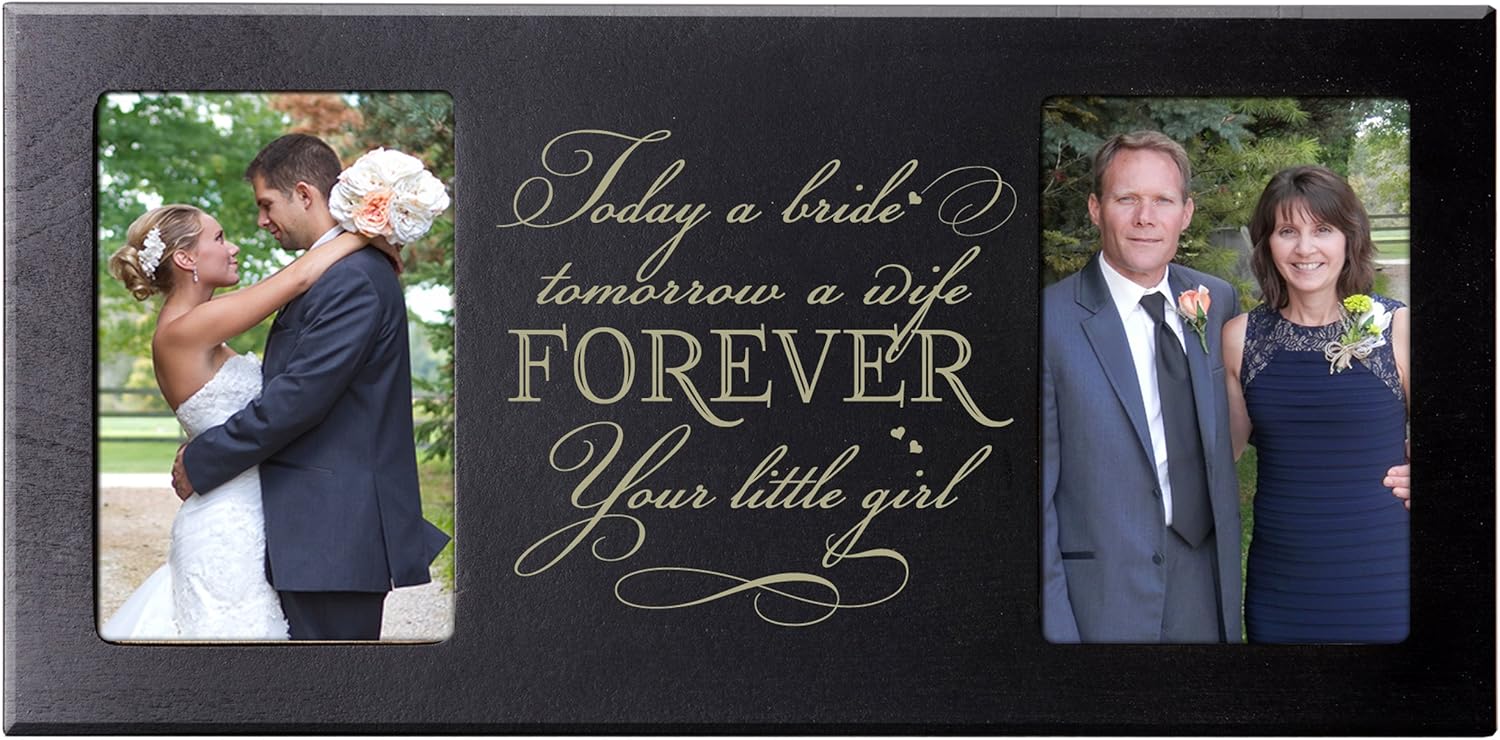 LifeSong Milestones Parent Wedding Gift, Picture Frame for Bride and Groom Mom and Dad Thank-You Gift Today a Bride Tomorrow a Wife Forever Your Little Girl 16" L x 8" H Exclusively from (Black)
