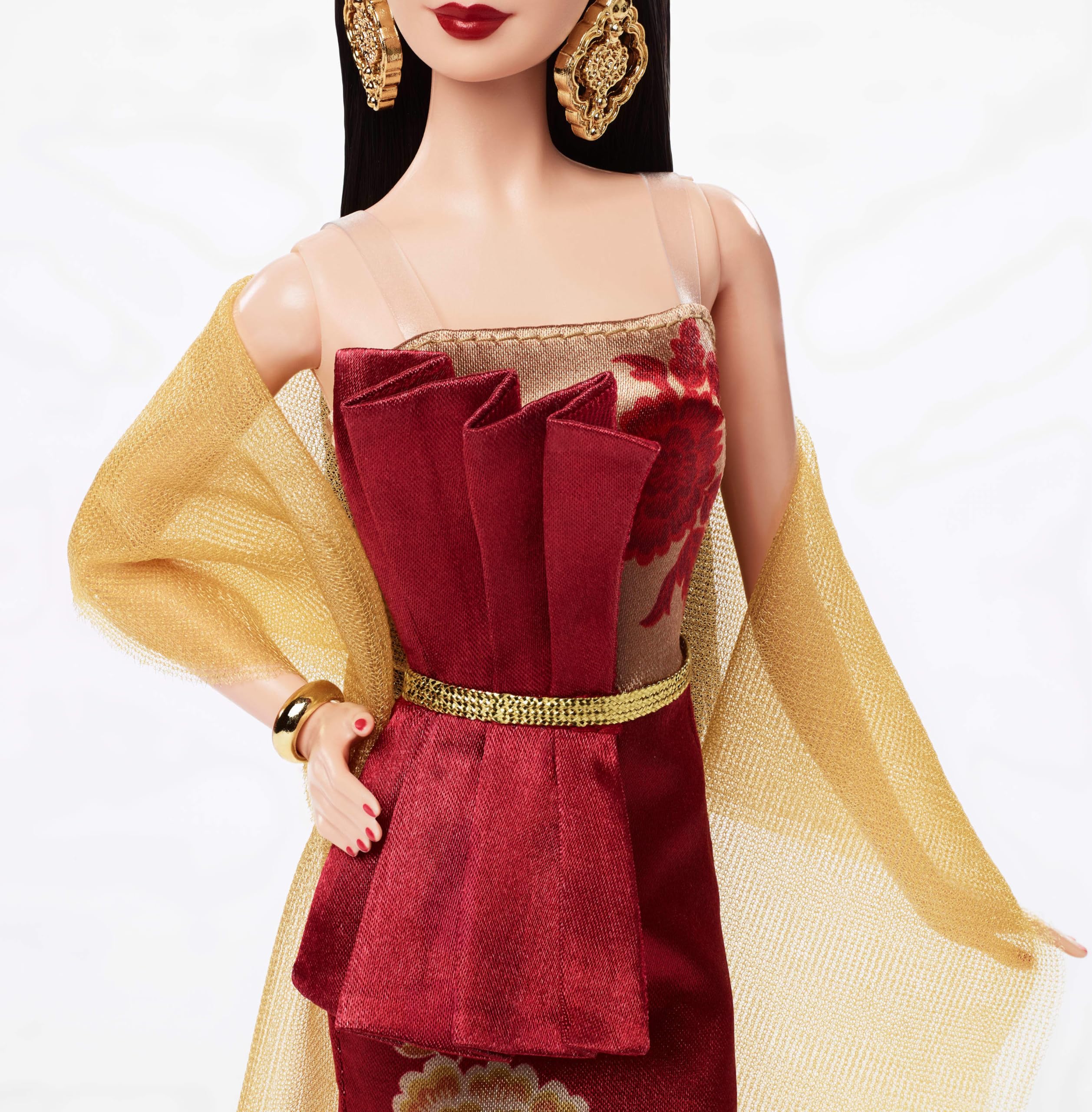 Barbie Signature Lunar New Year Modepuppe | Puppe im roten Kleid mit goldener Pfingstrosenverzierung, Feiertagssammlerpuppe, JJX83