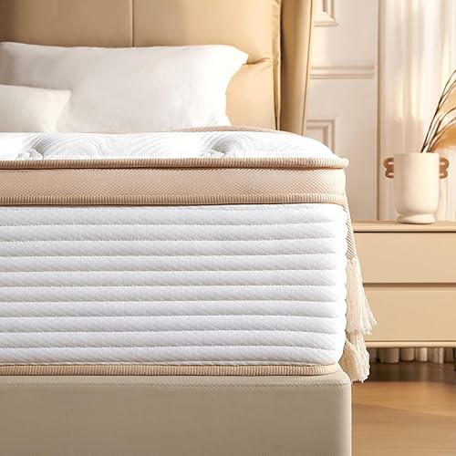 Miniatura 5 de Colchón híbrido tamaño King de 14 pulgadas, firmeza media en caja, espuma viscoelástica de gel y resortes embolsados para enfriar, aliviar la