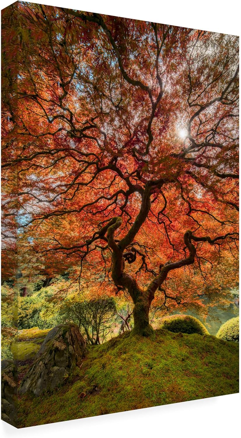 Wrapped Canvas Wall Art - Moises Levy 'The Tree Vertical' Wall Art for Living Room, Bedroom, or Office Décor - 12x19