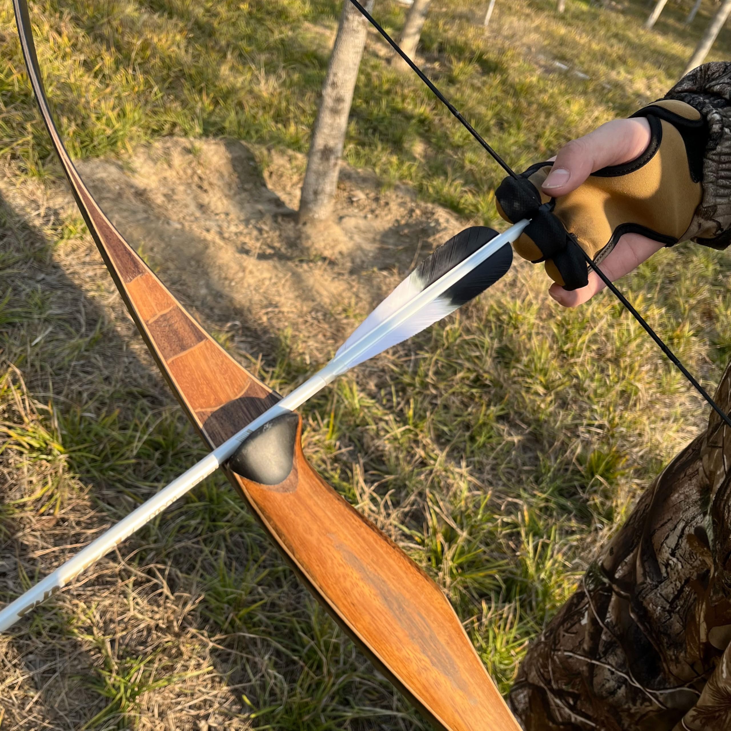 52" 54" Bogenschießen Traditioneller Langbogen Handgemachter Recurve Bogen Longbow Sportbogen 10-30lbs Holzbogen Jagdbogen für Anfänger Erwachsene