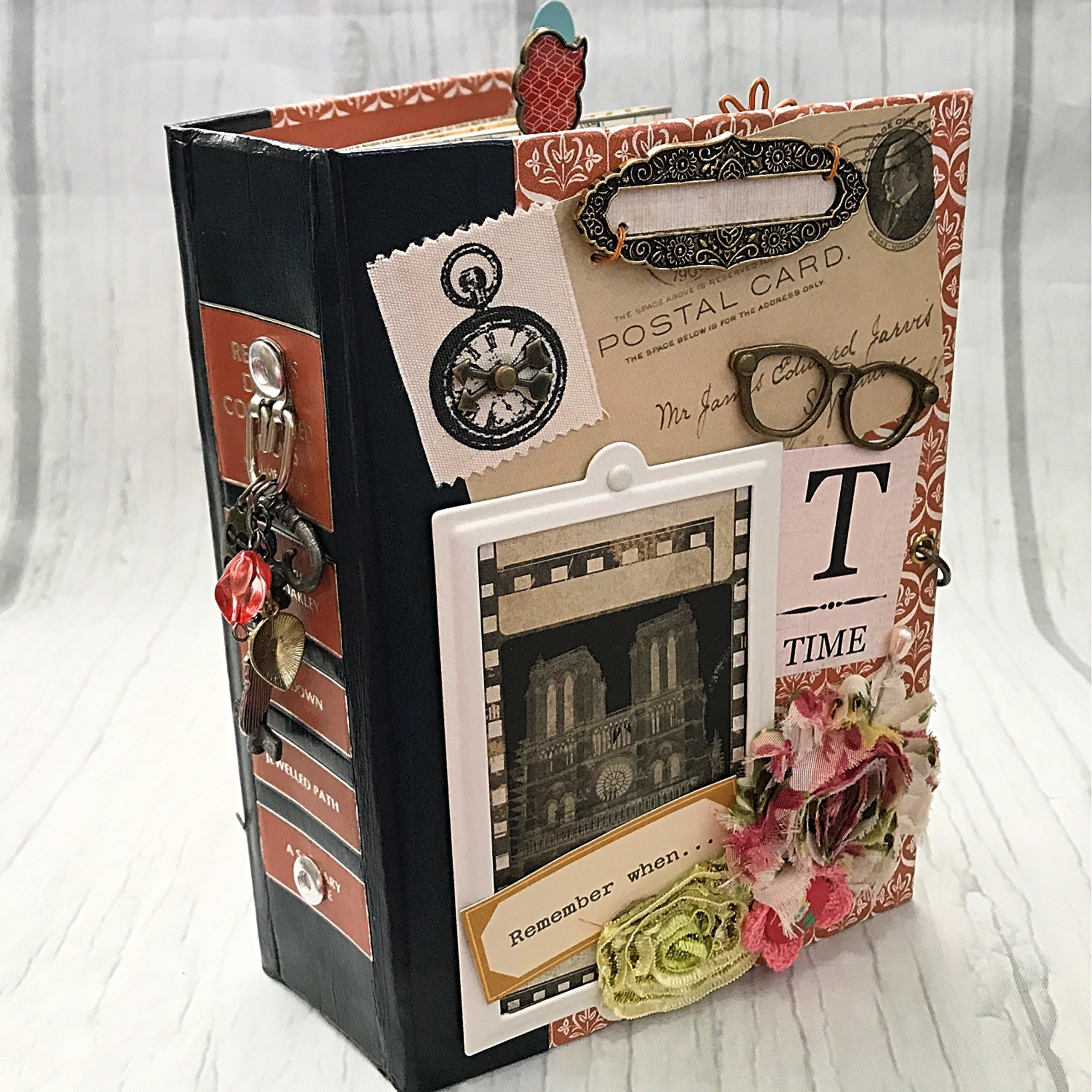 ALTERED HARDBACK BOOK Planner Organizer Junk Journal Smash Book Scrapbook Art 2 Ring Binder