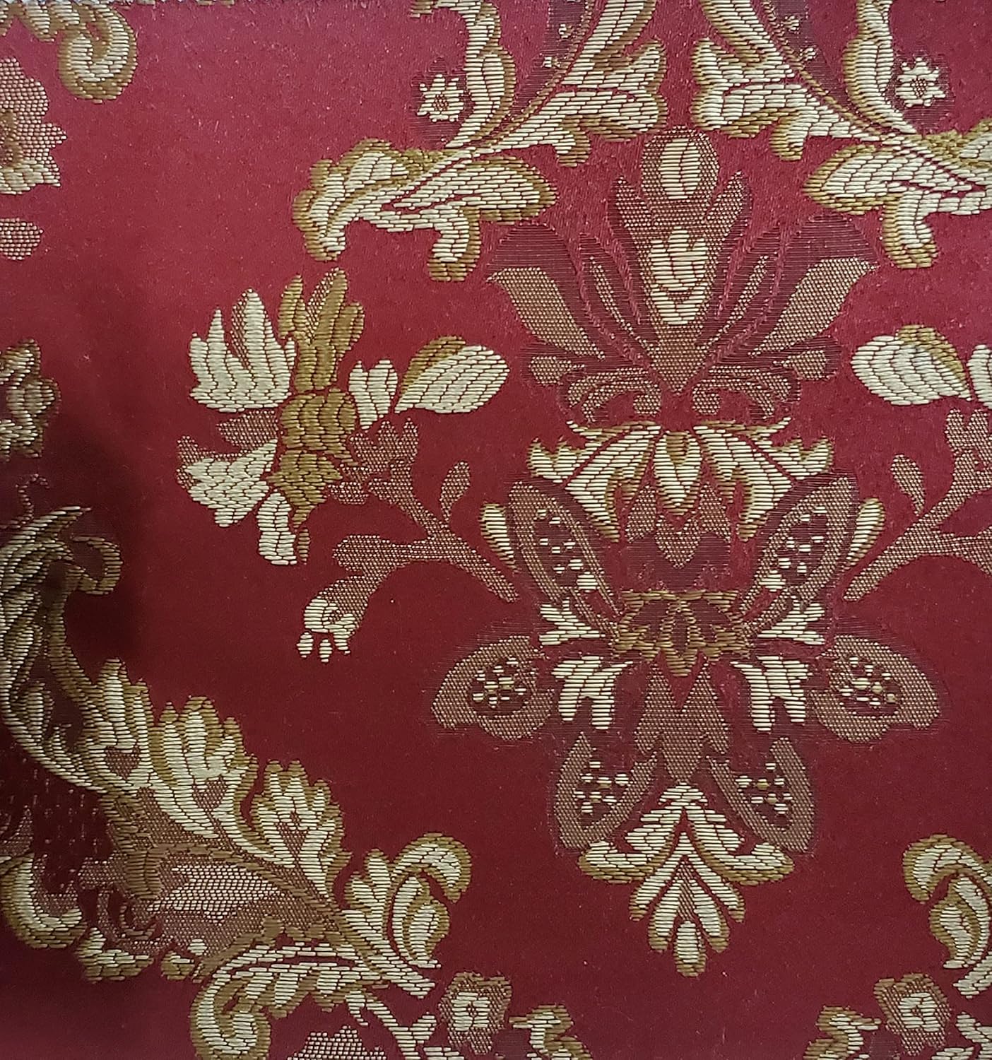 Damask Jacquard Brocade, victorya Classic Fabric 110" Wide, Color Burgundy, Sold by Yard