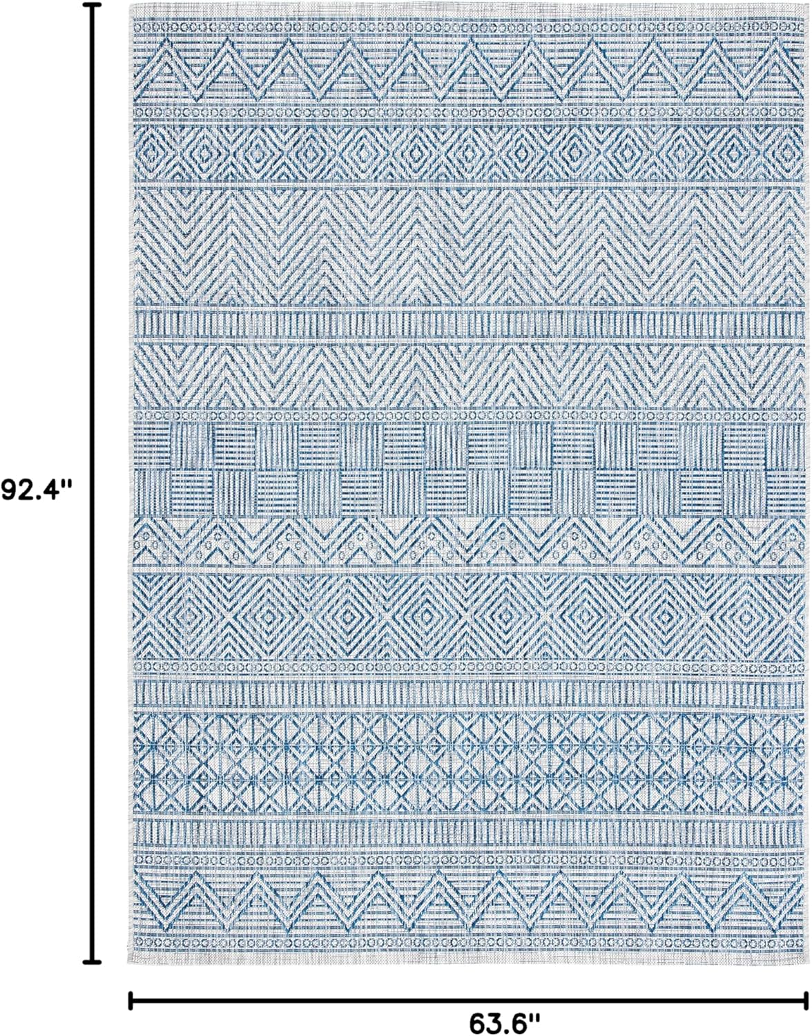 SAFAVIEH Courtyard Collection 5'3" x 7'7" Grey/Navy CY8196 Indoor/ Outdoor Waterproof Easy Cleaning Patio Backyard Mudroom Area Rug