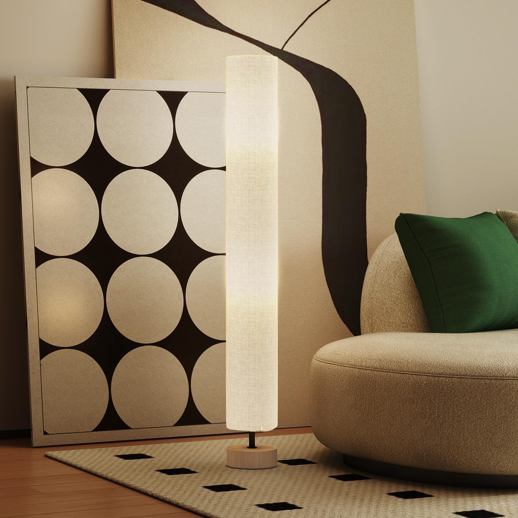 HOMCOM Stehlampe Wohnzimmer, Schlafzimmer, Büro, 120 cm, grau: Lampenschirm aus zeitgenössischem Leinen mit Fußschalter, 2 x Fassung E27