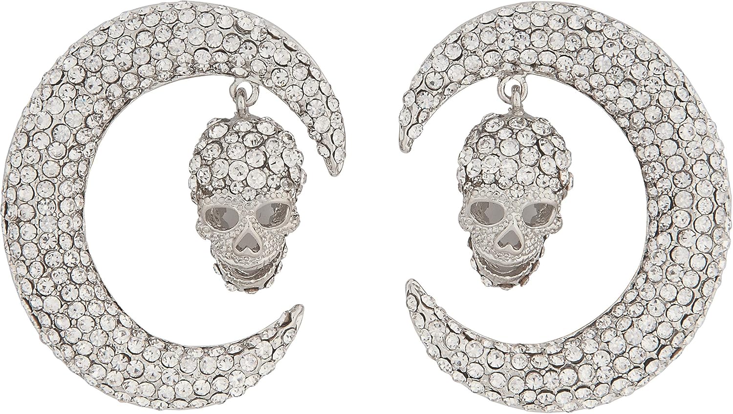 Rubies Wicked Gems Deluxe Silver Moon and Skull Earrings