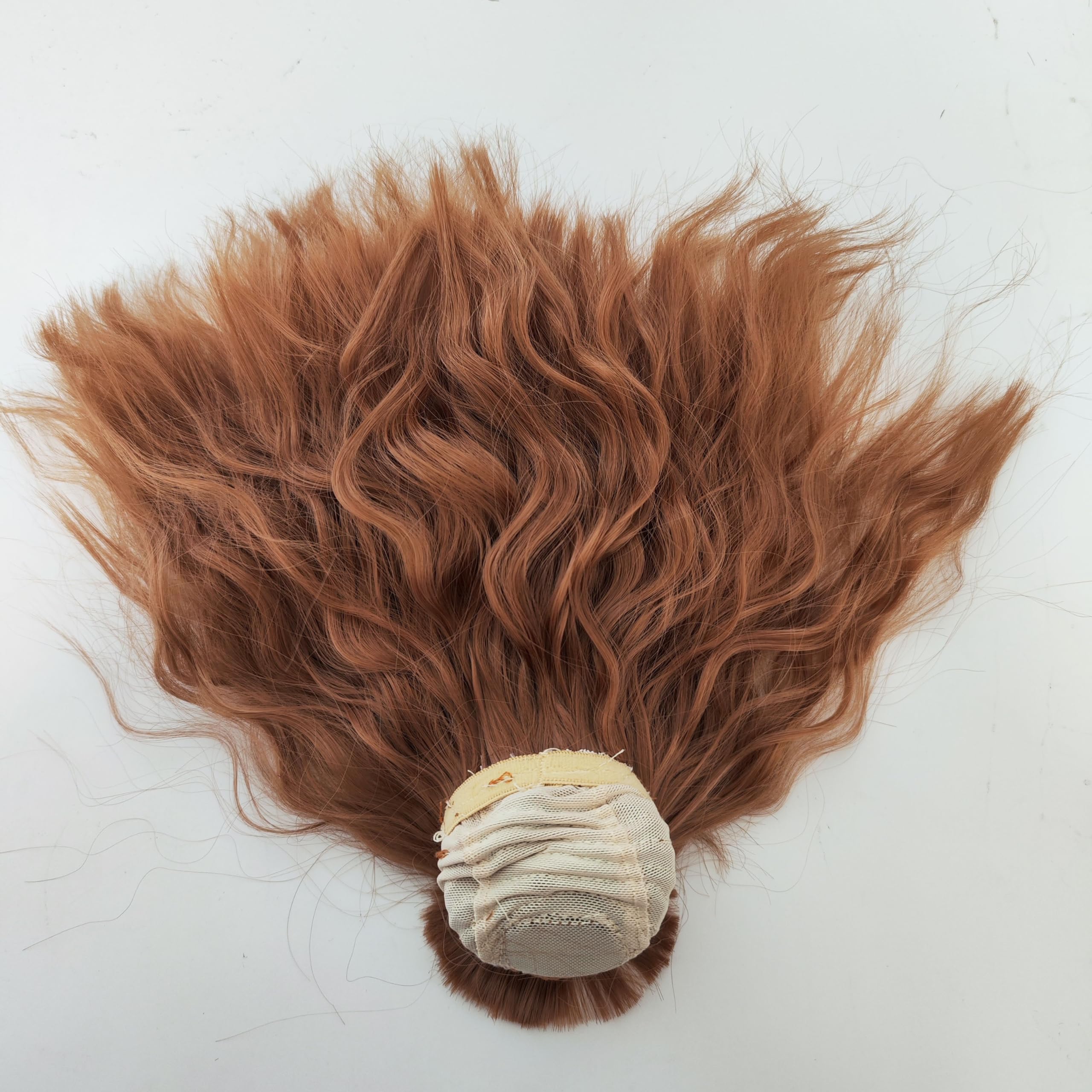 1/4 bjd Wig Head Circumference 7-8inch(18-19cm) high Temperature Fiber Instant Noodles with Full Bangs Brown Hair