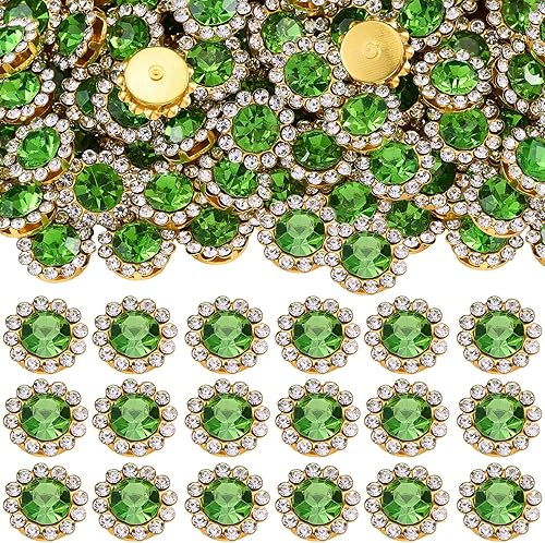 Miniatura 24 de 160 diamantes de imitación para coser de 0.472 pulgadas, base de metal, diamantes de imitación para coser en ropa, zapatos, aretes, cinturón