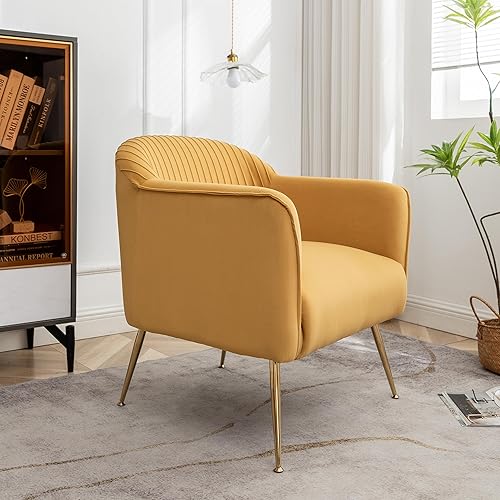 Container Furniture Direct Sillas decorativas de terciopelo contemporáneas para sala de estar, dormitorio y entrada, sillón moderno con elegantes