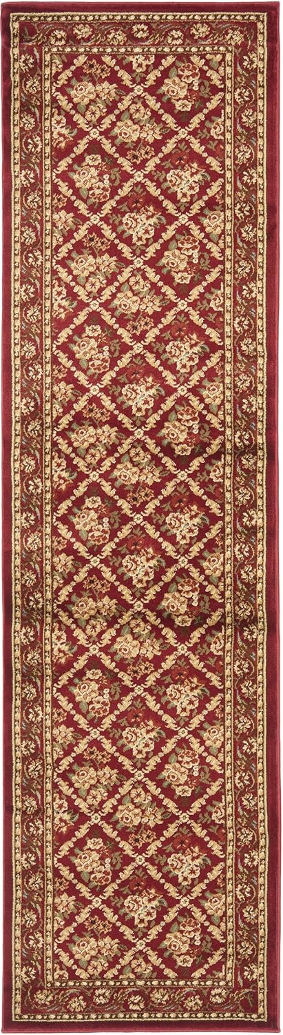 SAFAVIEH Lyndhurst Collection Runner Rug - 2'3" x 8', Red & Red, Traditional Floral Trellis Design, Non-Shedding & Easy Care, Ideal for High Traffic Areas in Living Room, Bedroom (LNH556-4040)