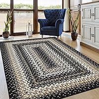 Vista 1 de Alfombra Bohemia 4x6 Alfombras de Área para Dormitorio Alfombra de Área con Estampado Trenzado Alfombra de Área Geométrica Moderna Alfombra Estética