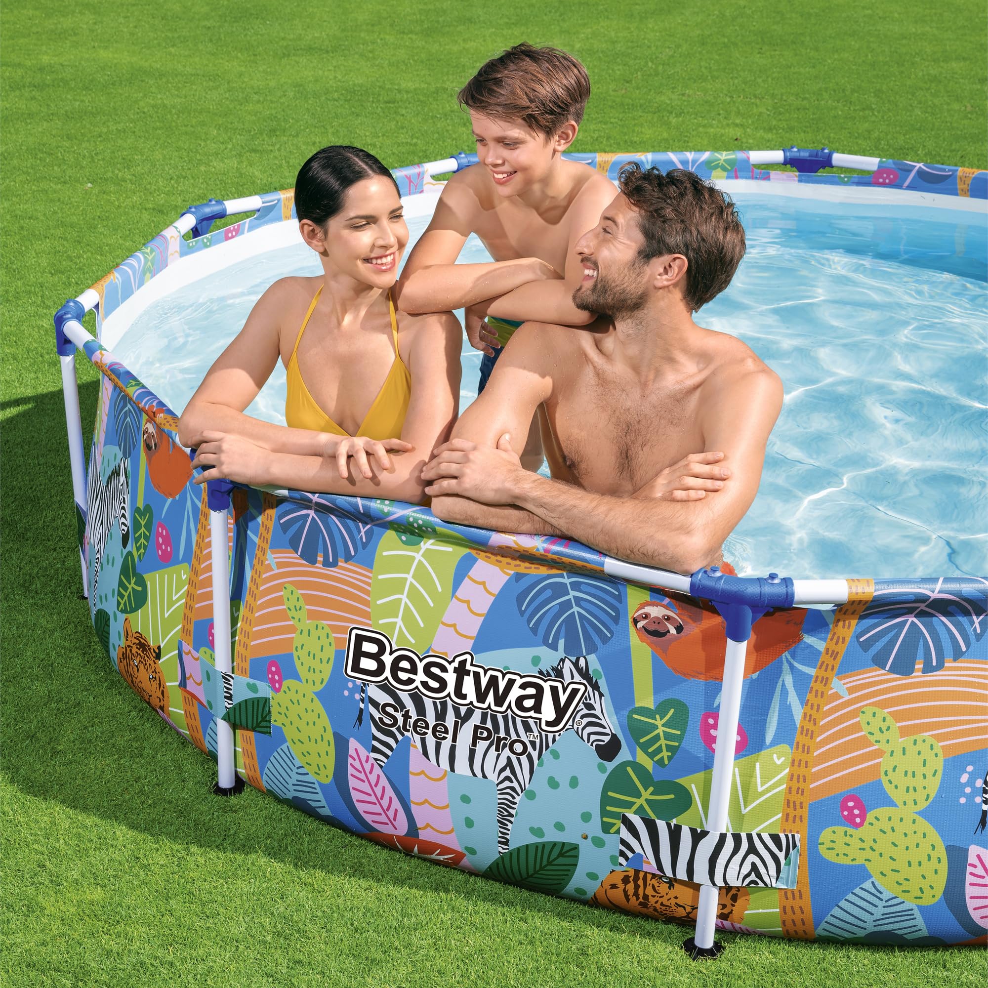 Bestway Steel Pro Paradise Frame Pool, rund, ohne Pumpe, 305 x 66 cm, 56985, Blau, Ø 305 x 66 cm