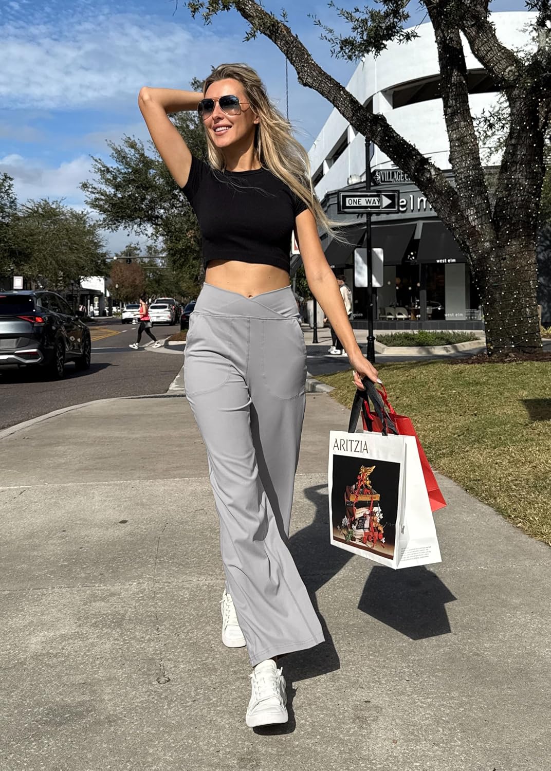 Soothfeel Wide Leg Pants Woman Yoga Pants with Pocket Crosscover High Waist Stretch Work Lounge Casual Dress Sweatpants