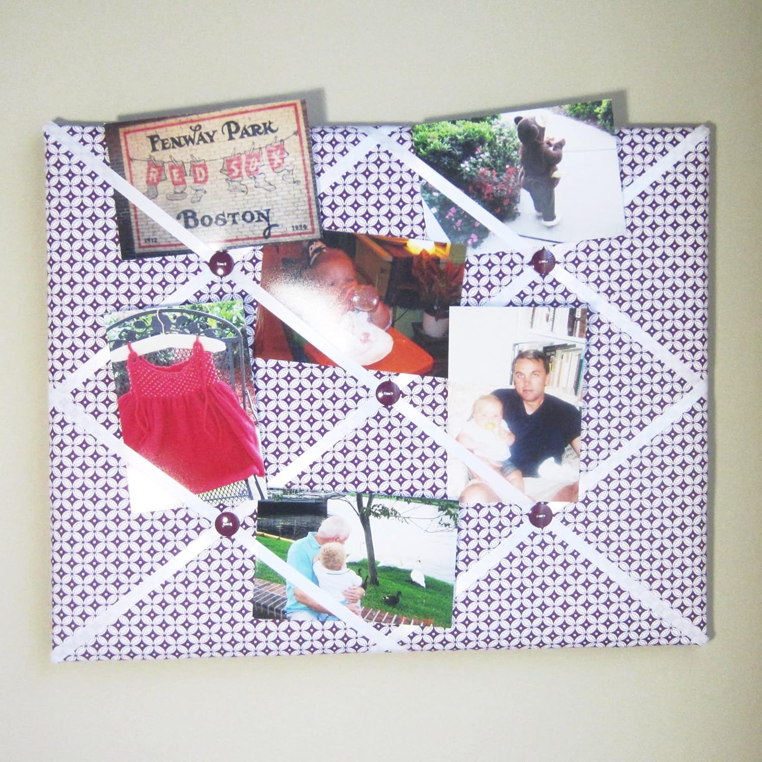 Purple & White Quatrefoil 16x20 Memory Board, Bow Board