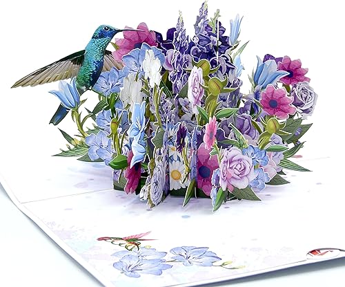 Floral Symphony A Hummingbird Pop-Up Tarjeta de felicitación, tarjeta de cumpleaños, tarjeta del día de la madre, todas las ocasiones
