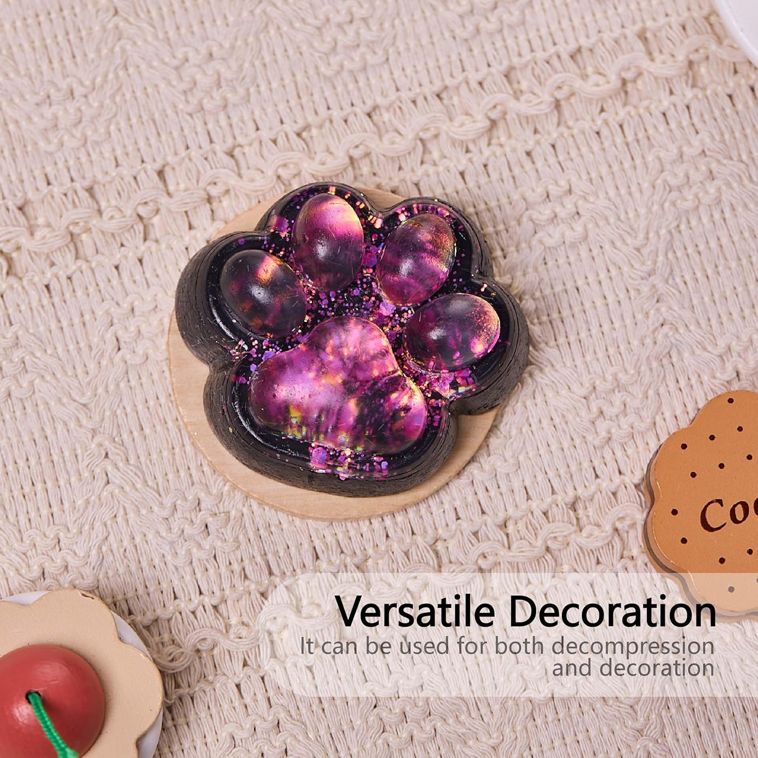 Transparent Black Paw Squishy Squeeze Toy, Kawaii Stress Relief Fidget Sensory, Soft Silicone Squeeze Gifts for Kids Adults Party Favors (Pink)