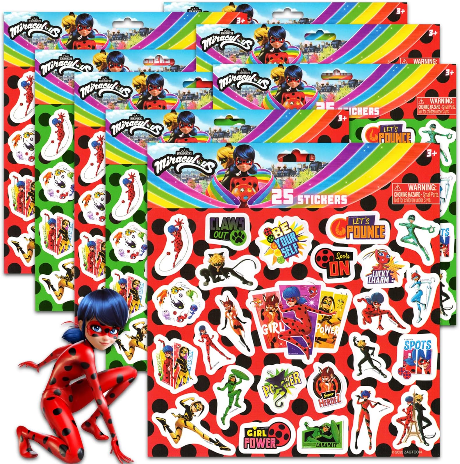 Miraculous Ladybug Stickers 200 Pack - Miraculous Ladybug Stickers for Kids | Miraculous Ladybug Party Favors