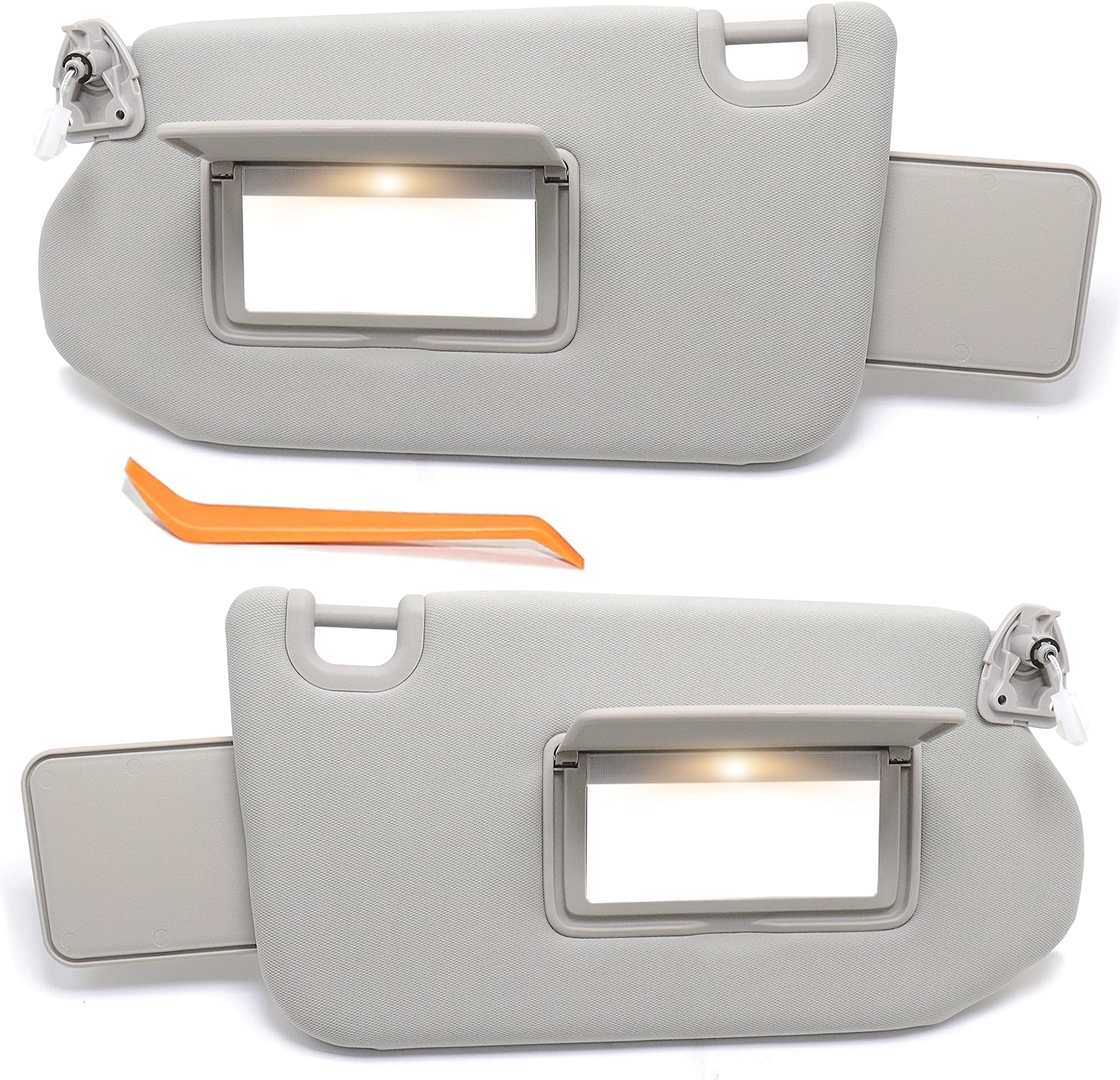 SENSHINE Left Driver Side and Right Passenger Side Sun Visor with Light for Pathfinder 2013 2014 2015 2016 2017 2018 and 2014-2017 Infiniti QX60 and 2013 Infiniti JX35, Gray