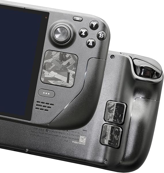 Luck&Link Protecteur touchpad pour Steam Deck OLED & LCD Compatible, Skin Trackpad ajouté Style de poignée avec rétroaction Tactile (Fibre de Carbone Forgée-Noir, Trackpad+4 Boutons) - 1
