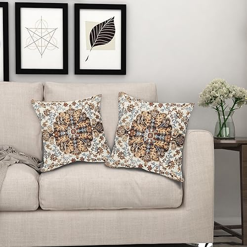 Miniatura 2 de aportt Juego de 2 fundas de almohada étnicas bohemias de 18 x 18 pulgadas, estilo bohemio, color negro, gris, terracota, juego de 2 fundas de