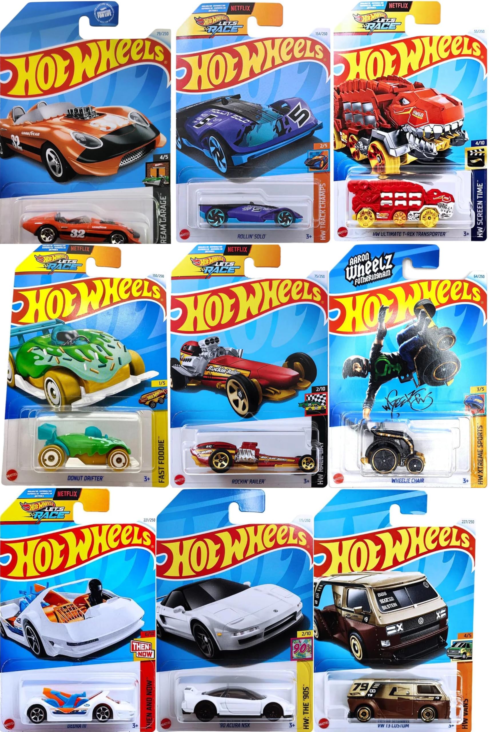 Hot Wheels 1:64 Scale Mainline Basic Car – Pack of 9 (Assorted