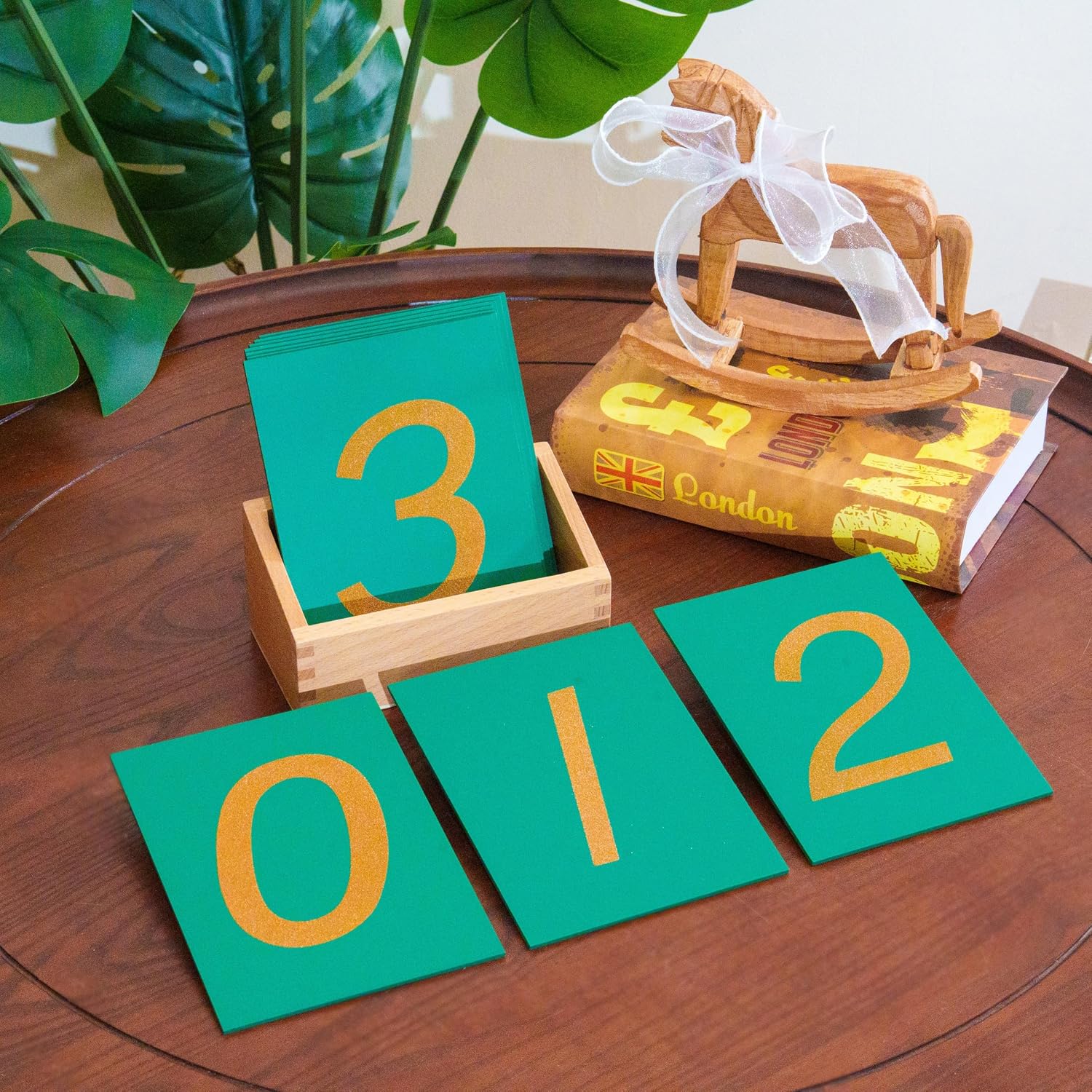 Premium Montessori Sandpaper Numbers 0-9 with Solid Beechwood Box, 1.3lbs Tactile Math Toys for Kids Ages 3-6, Sensory Writing Preparation Materials, Homeschool & Classroom Educational Teaching Aids