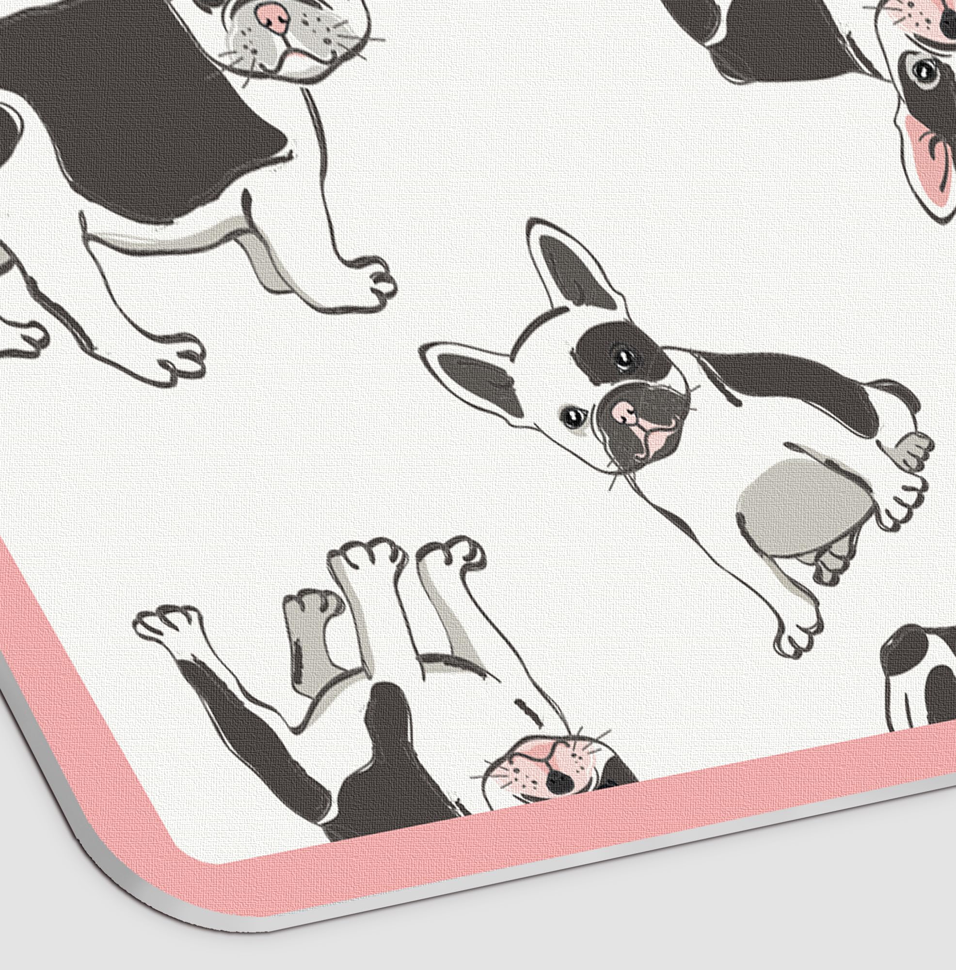 VINILIKO Design | Alfombrilla Impermeable Vinílica para comedero de Mascota, French Bulldog 48x75 cm - Alfombra Vinilo, Antideslizante, Resistente y Lavable