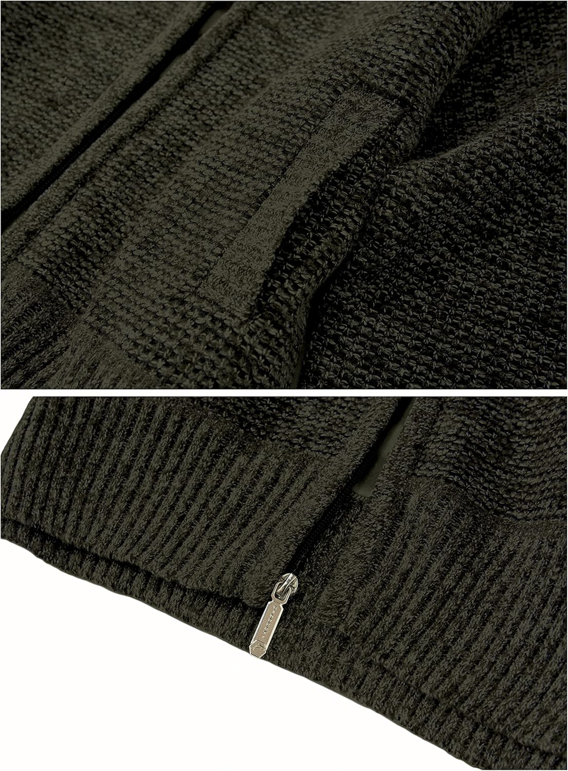 Gioberti Men's Knitted Regular Fit Full Zip Cardigan Sweater with Soft Brushed Flannel Lining - Image 3