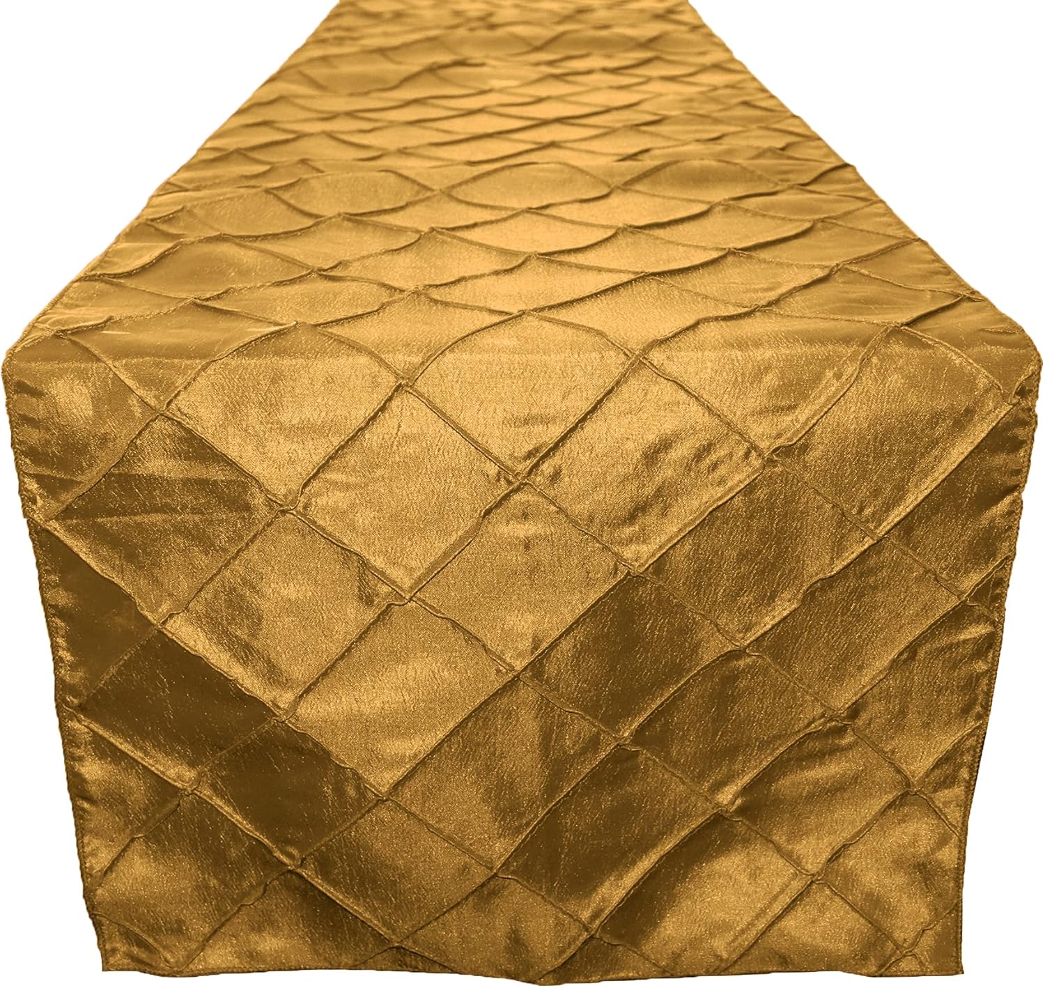 Zen Creative Designs Pintuck Table Runners Cross Stitch Diamond Pattern Table Decor Party Bridal Baby Events Holiday Christmas Decor (12" by 72", Gold)