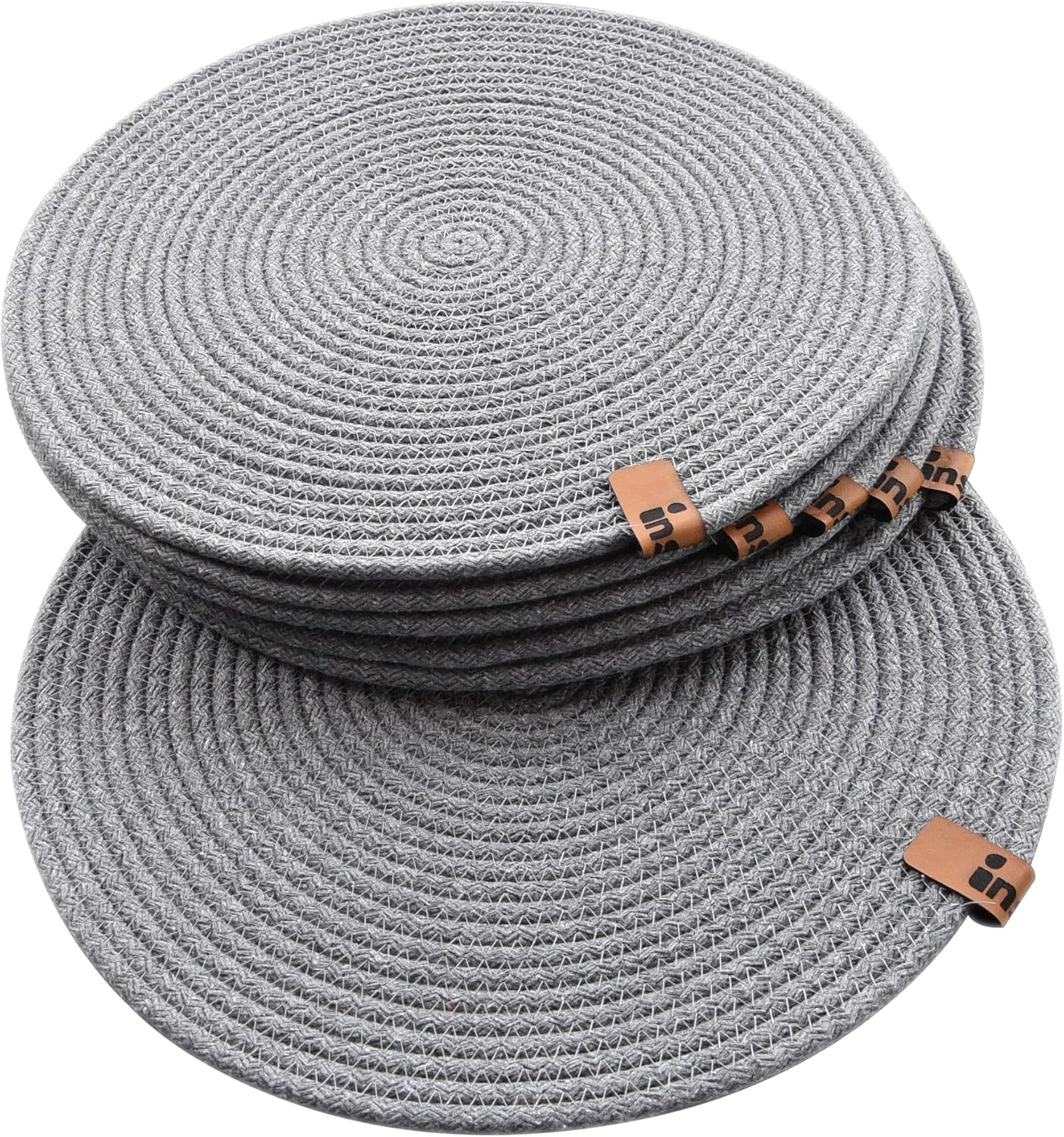 Round Placemats Set of 6, Handmade by Braided Cotton Cord