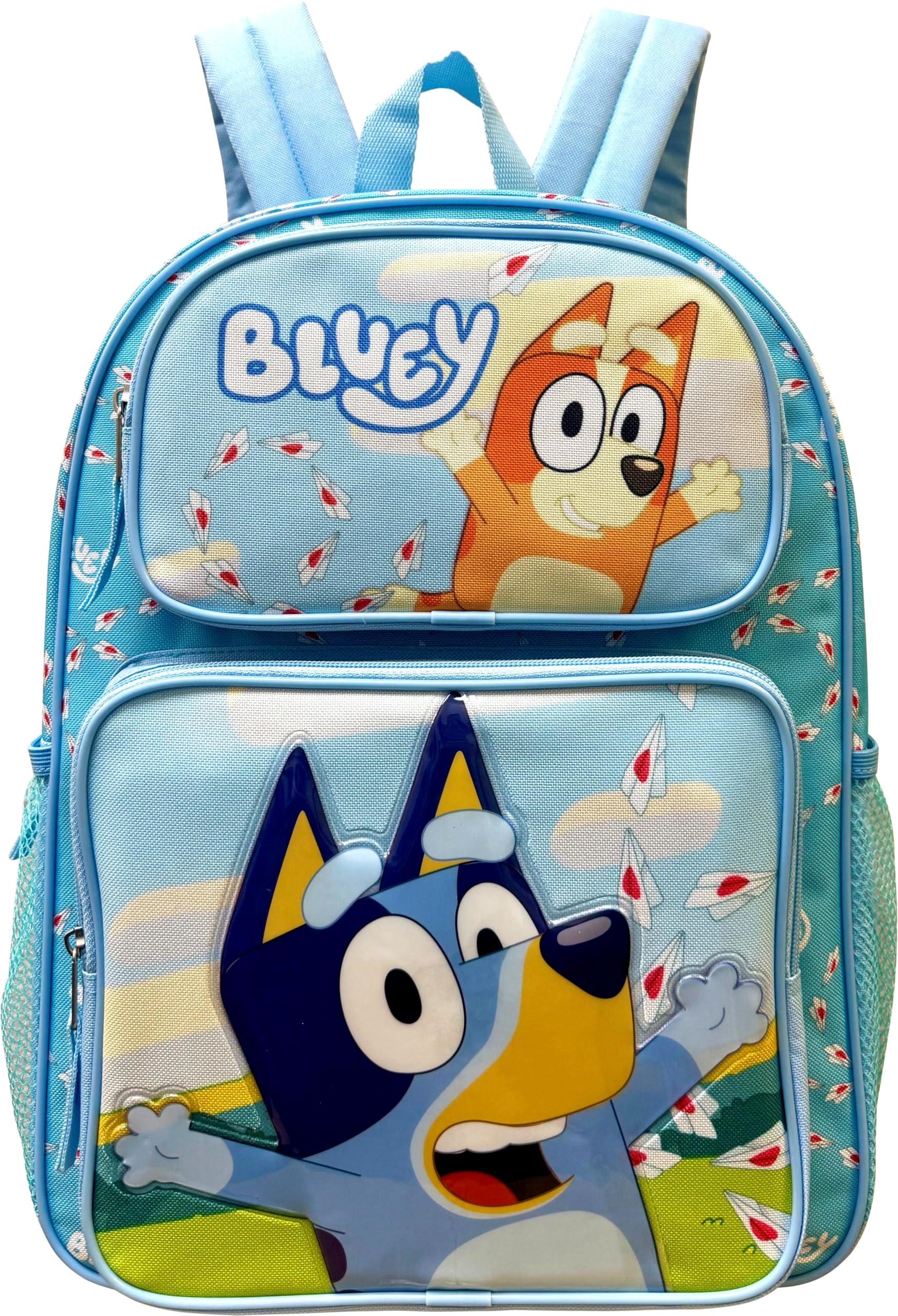 Fast Forward Kid’s Licensed 16” Large School Backpacks with Multiple Pockets (Bluey-Boy)