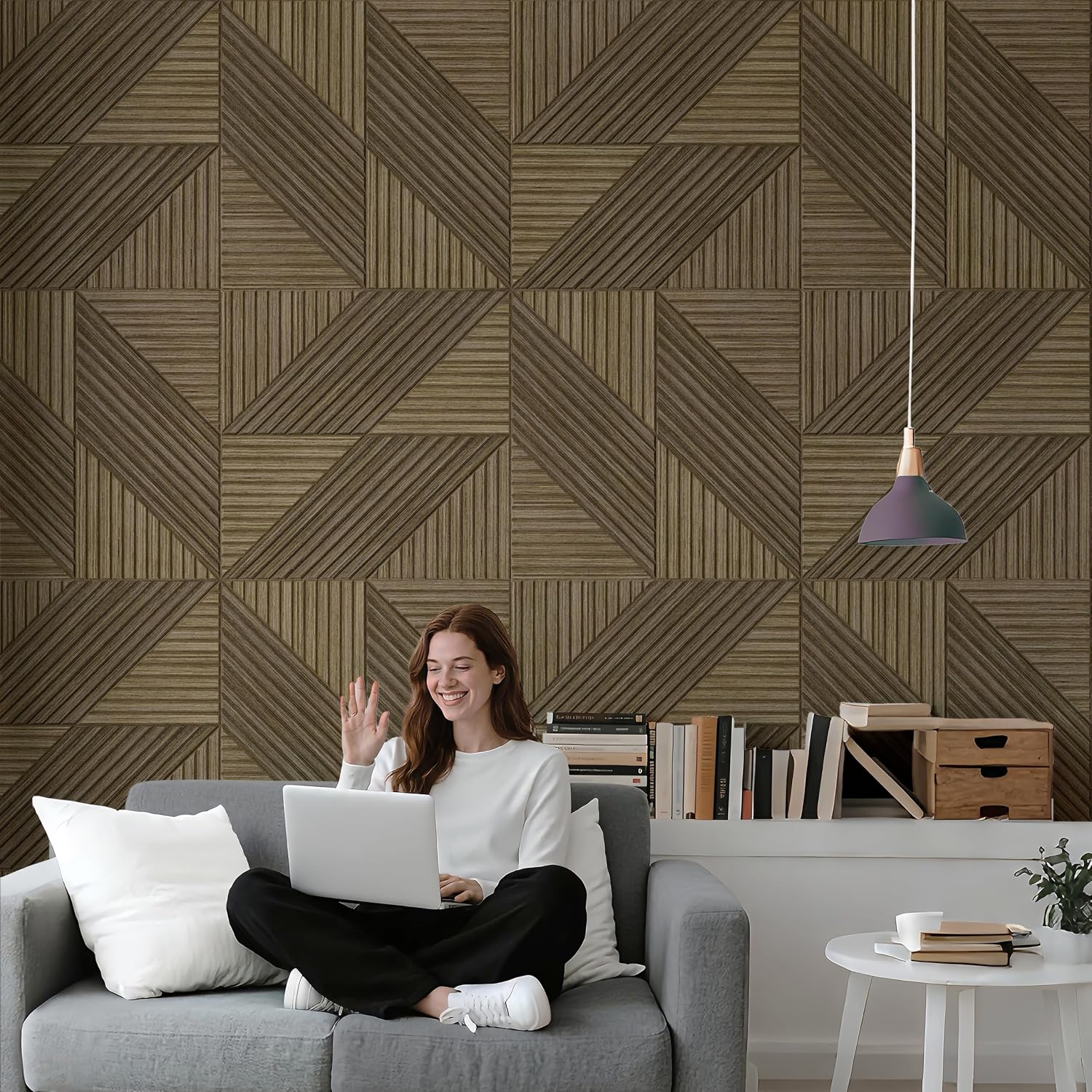 Acoustic Wall Panels, Decorative Sound Absorbing Panels, Wood-Look, 6 Pack image 2
