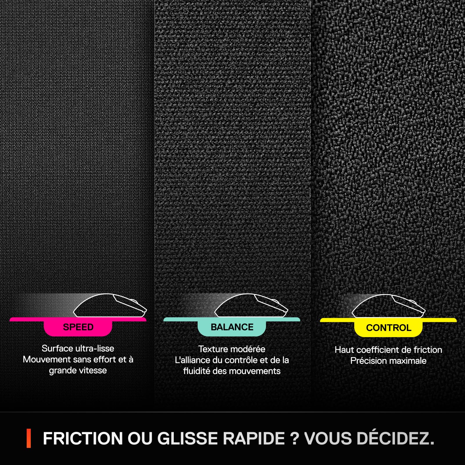 SteelSeries tapis de souris gaming QcK L Performance Balance - Densité élevée pour une glisse fluide - Bords cousus à profil bas - Base antidérapante en néoprène - Taille 490 x 420 mm -FPS, MOBAs, RTS