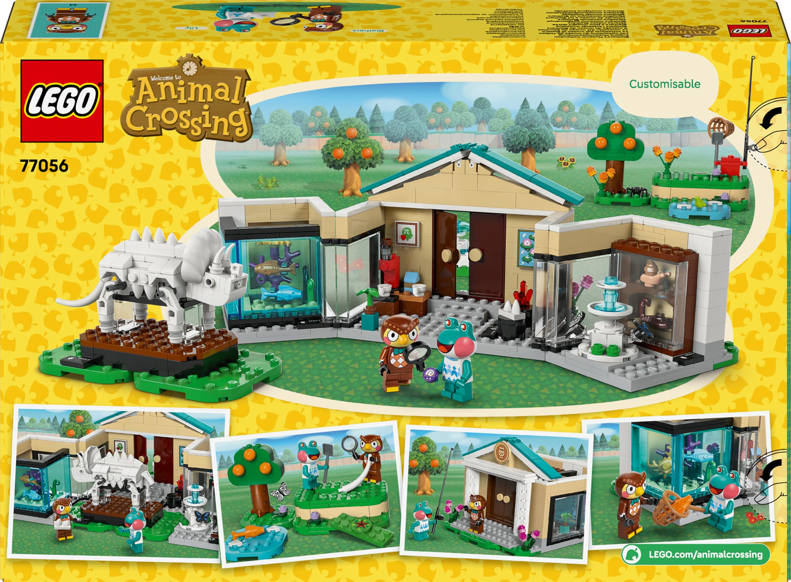 LEGO Animal Crossing La Colección del Museo de Sócrates - Juego Interactivo con Minifiguras de Sócrates y Lili - Fósiles de Dinosaurios de Juguete - Regalo Gamer para Niñas y Niños de 7+ Años 77056