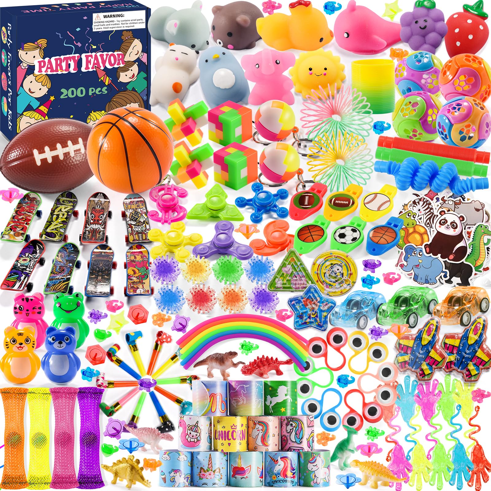 Bright  party グッズ 200 PCS Party Favors for Kids 3 4-8 8-12, Loot bag Pinata Fillers