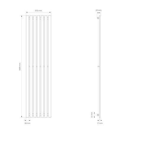 Luxebath Radiatore Da Bagno Stella Monostrato 370X1800 Mm Termosifone Bianco Con Attacco Centrale Set Di Attacchi Con Termostato Forma Angolare A Parete Calorifero Piatto Scaldasalviette - 3